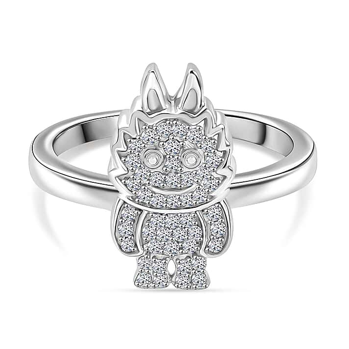 LUXURIANT Lab Grown Diamond Doll Ring in Rhodium Overlay Sterling Silver