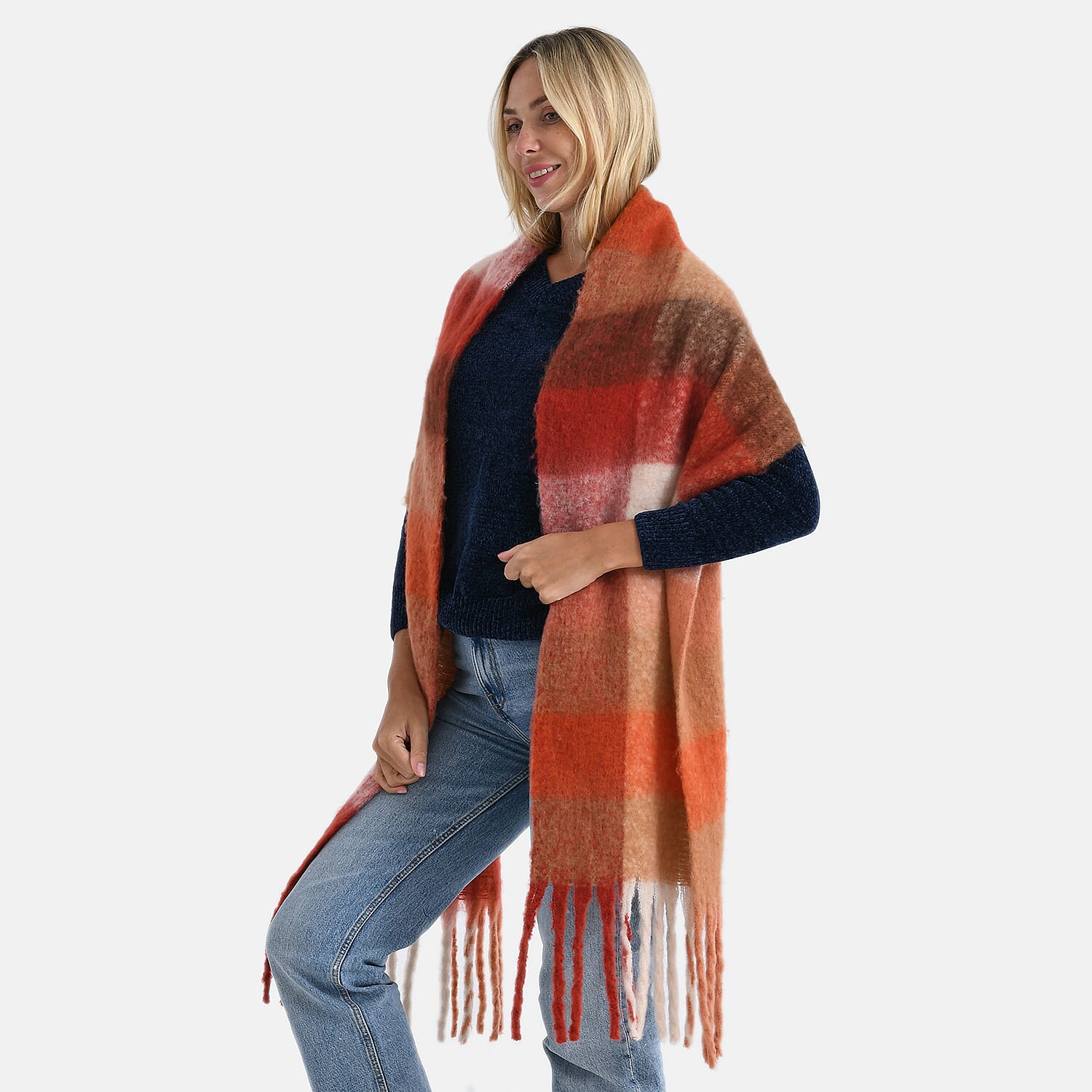 Styled By Printed Scarf (Size - One Size) - Red