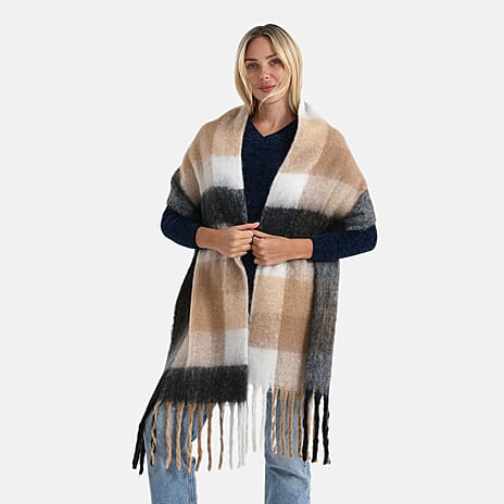 Designer Inspired - Styled by Sumptuous Checkered Scarf  (200 x 38 Cm) - Grey