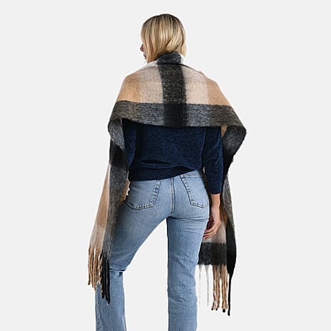 Designer Inspired - Styled by Sumptuous Checkered Scarf  (200 x 38 Cm) - Grey