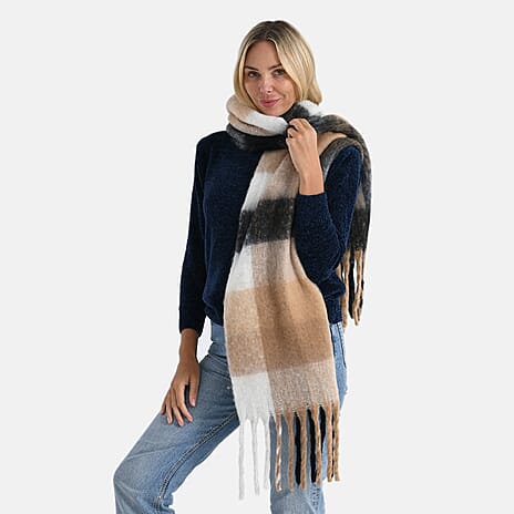 Designer Inspired - Styled by Sumptuous Checkered Scarf  (200 x 38 Cm) - Grey