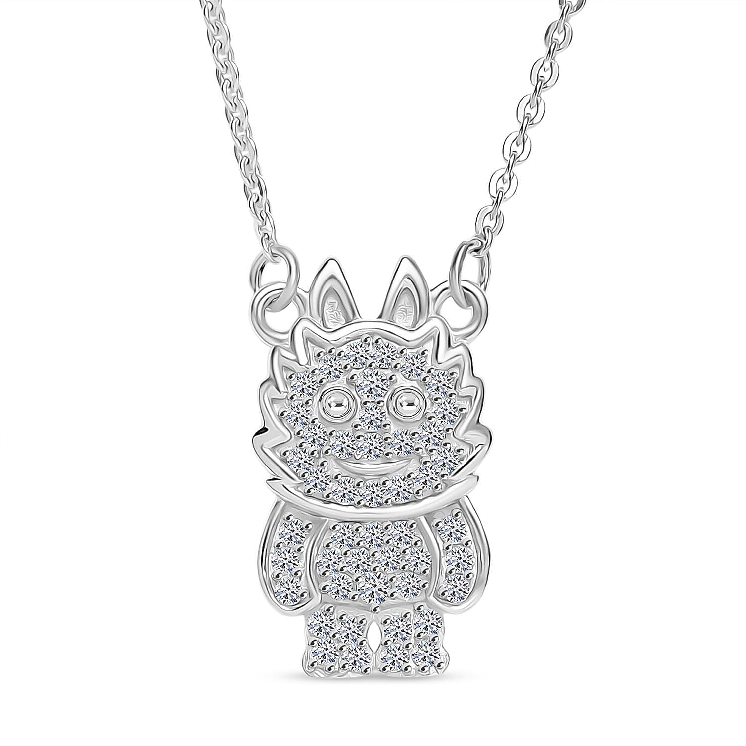 Luxuriant Lab Grown Diamond (SI-GH) Necklace (Size 20) in Rhodium Overlay Sterling Silver 0.21 Ct.