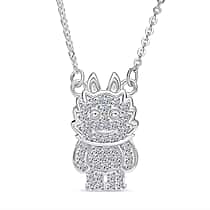 LUXURIANT Lab Grown Diamond Doll Necklace (Size - 20) in Rhodium Overlay Sterling Silver 0.21 Ct.