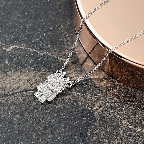 Luxuriant Lab Grown Diamond (SI-GH) Necklace (Size 20) in Rhodium Overlay Sterling Silver 0.21 Ct.