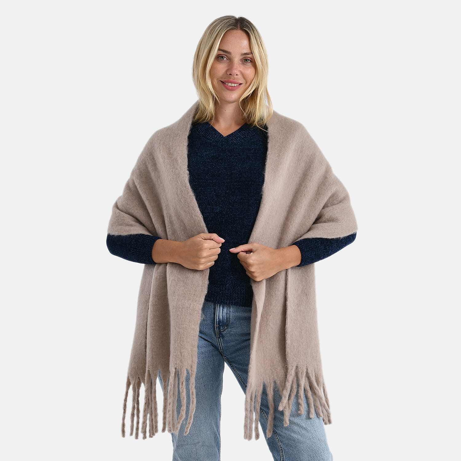 Styled By Soft Scarf with Fringes (180 x 35 Cm) - Khaki