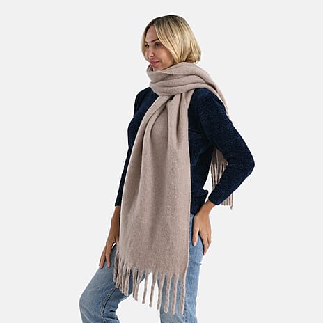 Styled By Soft Scarf with Fringes (180 x 35 Cm) - Khaki