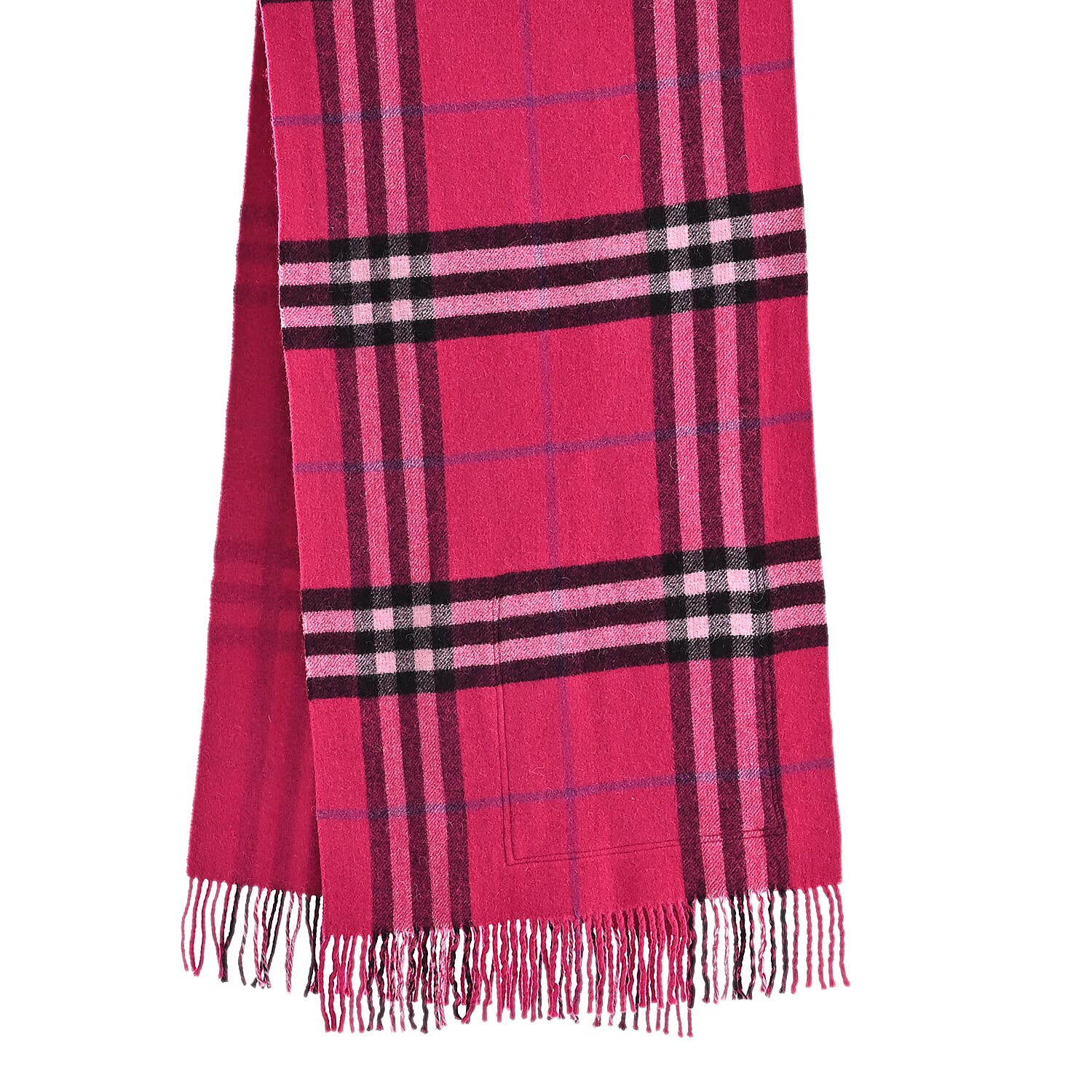 La Marey 100% Merino Wool Checked Scarf (190 x 50 cm) - Pink