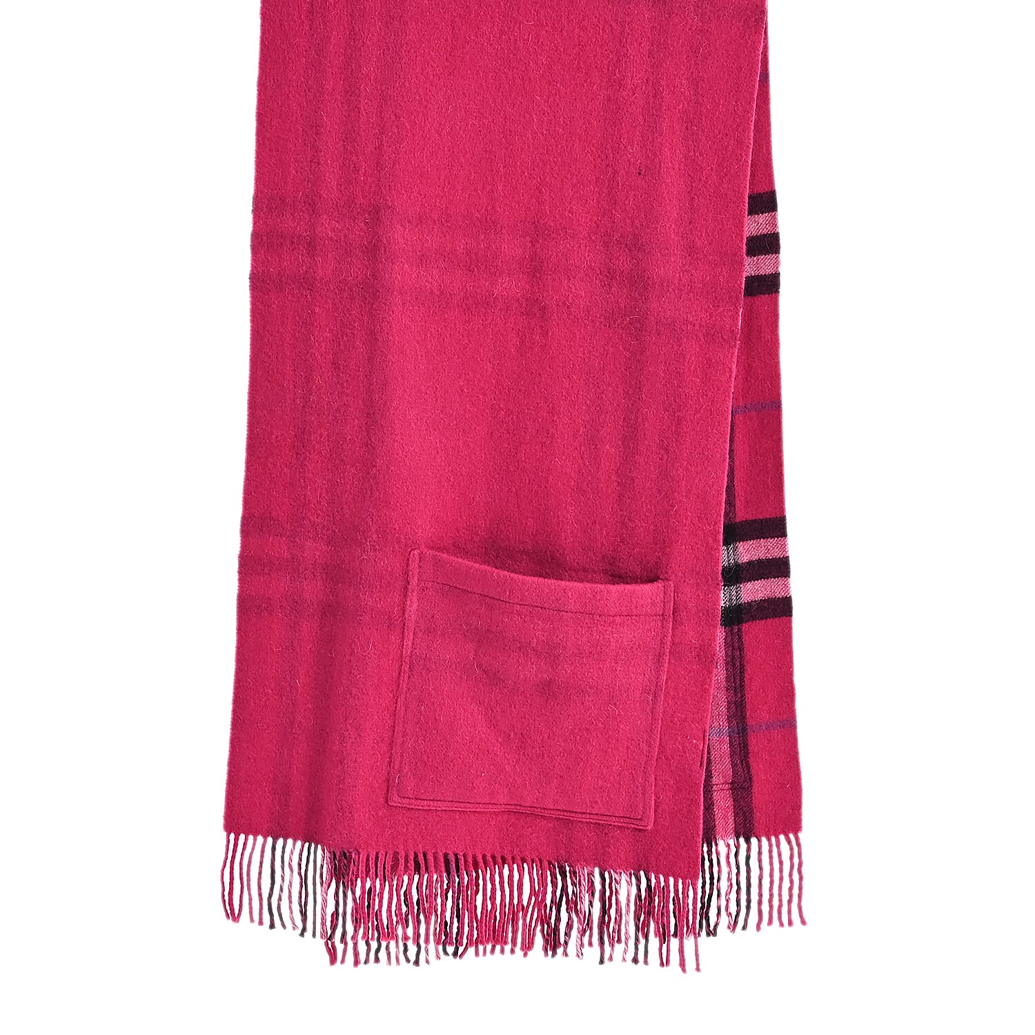 La Marey 100% Merino Wool Checked Scarf (190 x 50 cm) - Pink