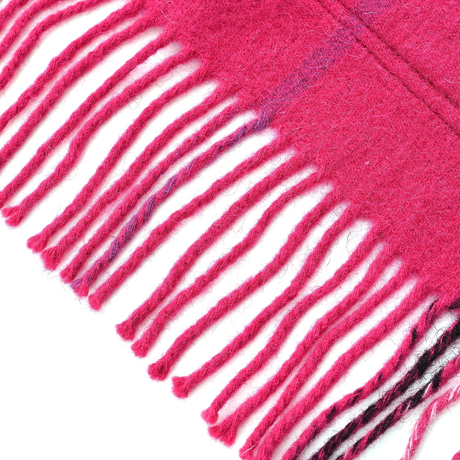 La Marey 100% Merino Wool Checked Scarf (190 x 50 cm) - Pink
