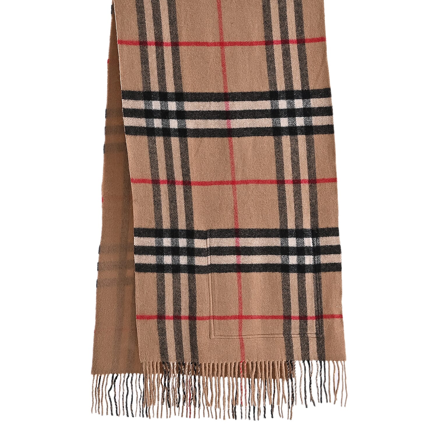 La Marey 100% Merino Wool Checked Scarf (190 x 50 cm) - Brown