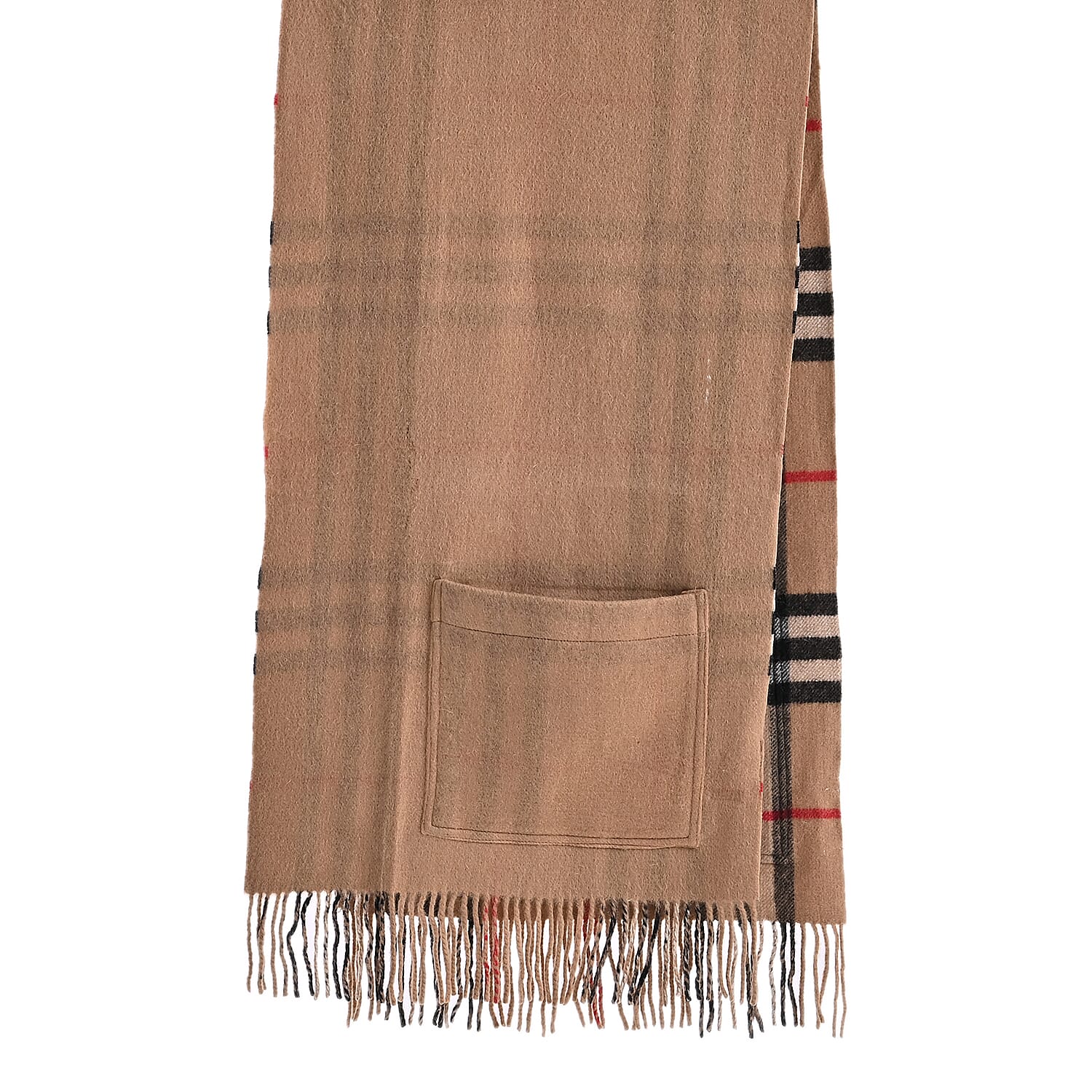 La Marey 100% Merino Wool Checked Scarf (190 x 50 cm) - Brown