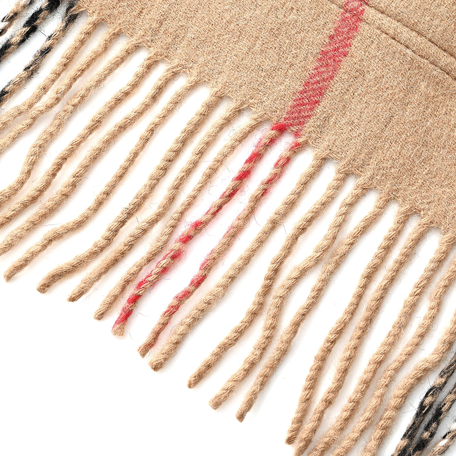 La Marey 100% Merino Wool Checked Scarf (190 x 50 cm) - Brown