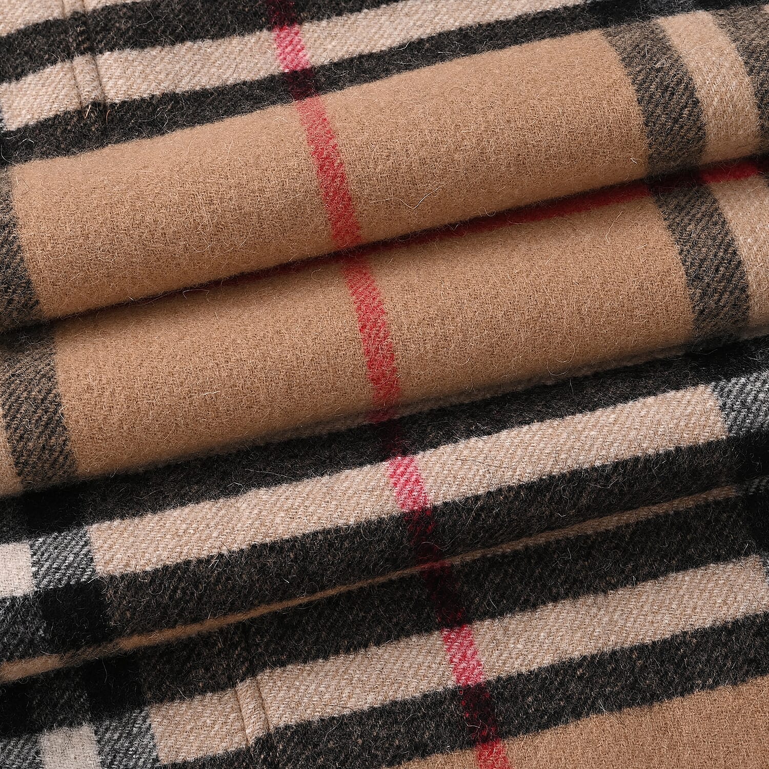 La Marey 100% Merino Wool Checked Scarf (190 x 50 cm) - Brown