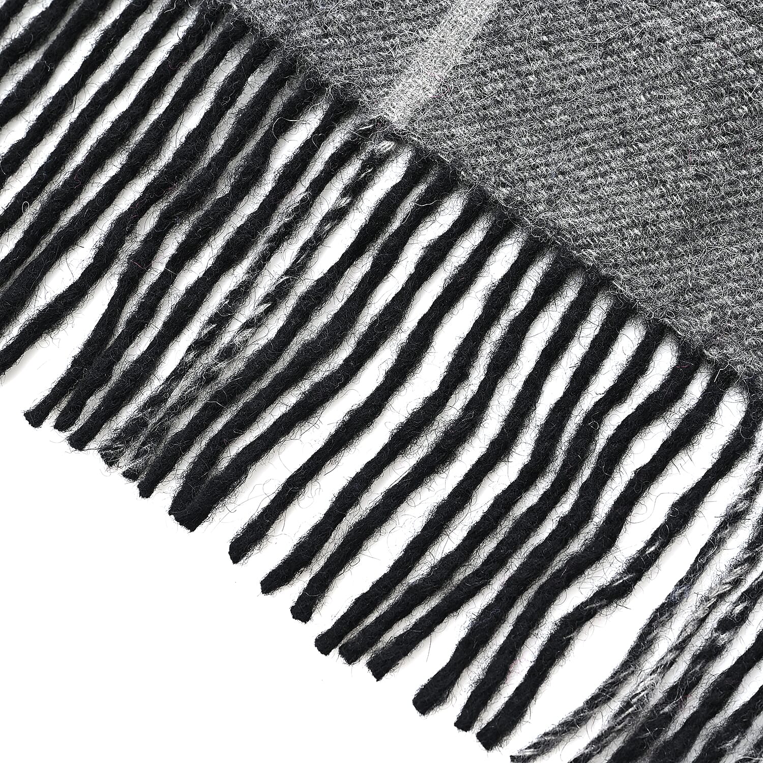 La Marey 100% Merino Wool Checked Scarf (190 x 50 cm) - Black