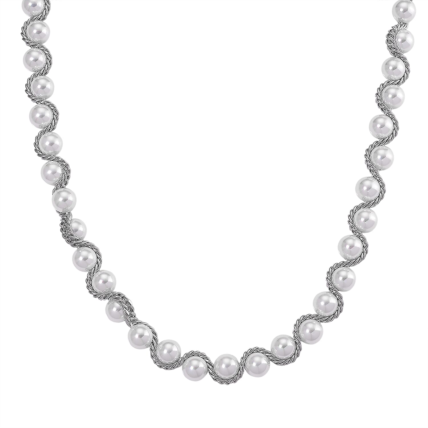 White Shell Pearl Fancy Necklace Pure White Stainless Steel  0.001  Ct.