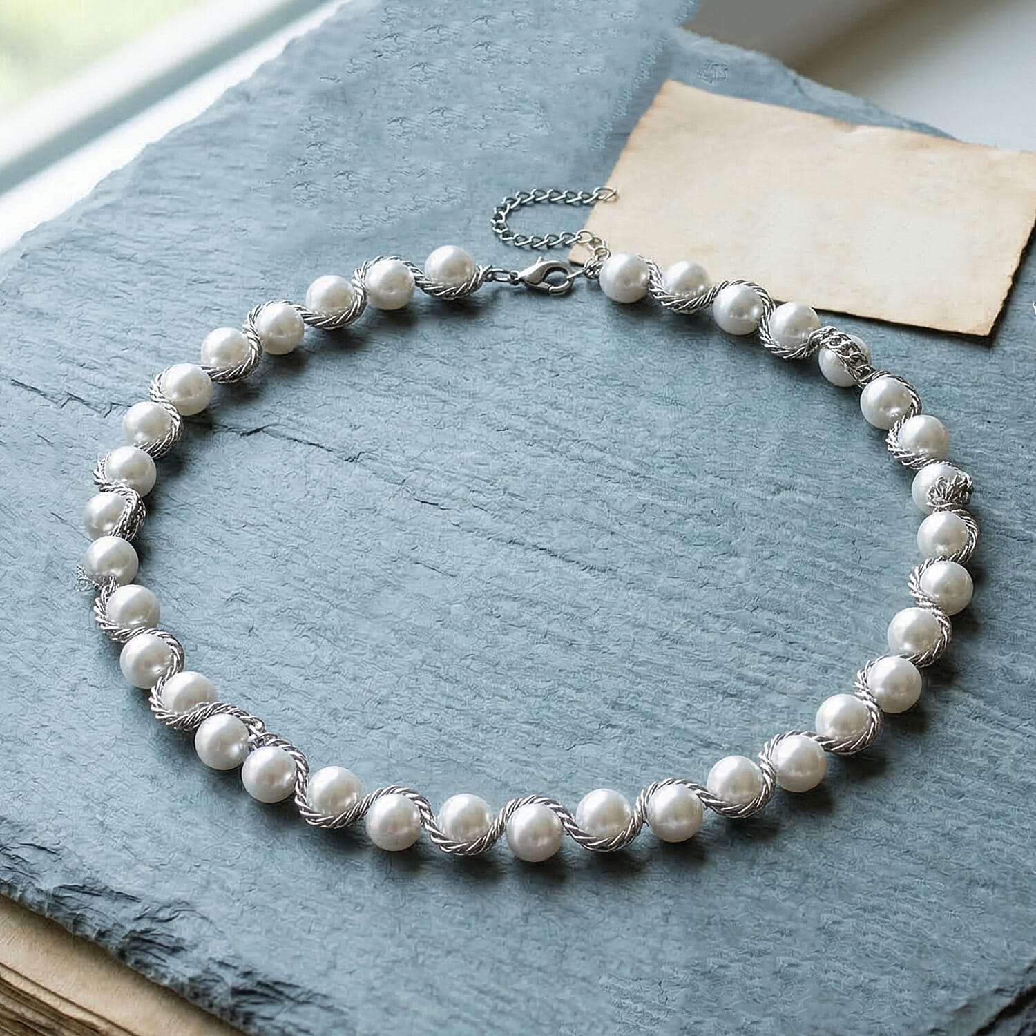 White Shell Pearl Fancy Necklace Pure White Stainless Steel  0.001  Ct.