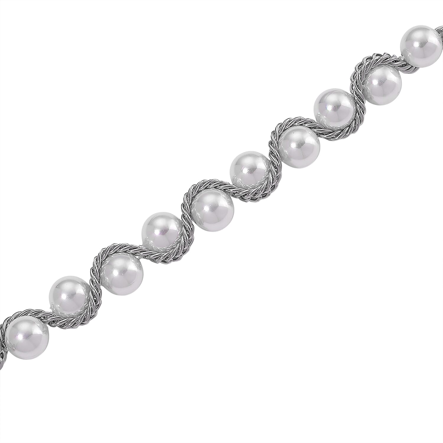 White Shell Pearl Fancy Necklace Pure White Stainless Steel  0.001  Ct.