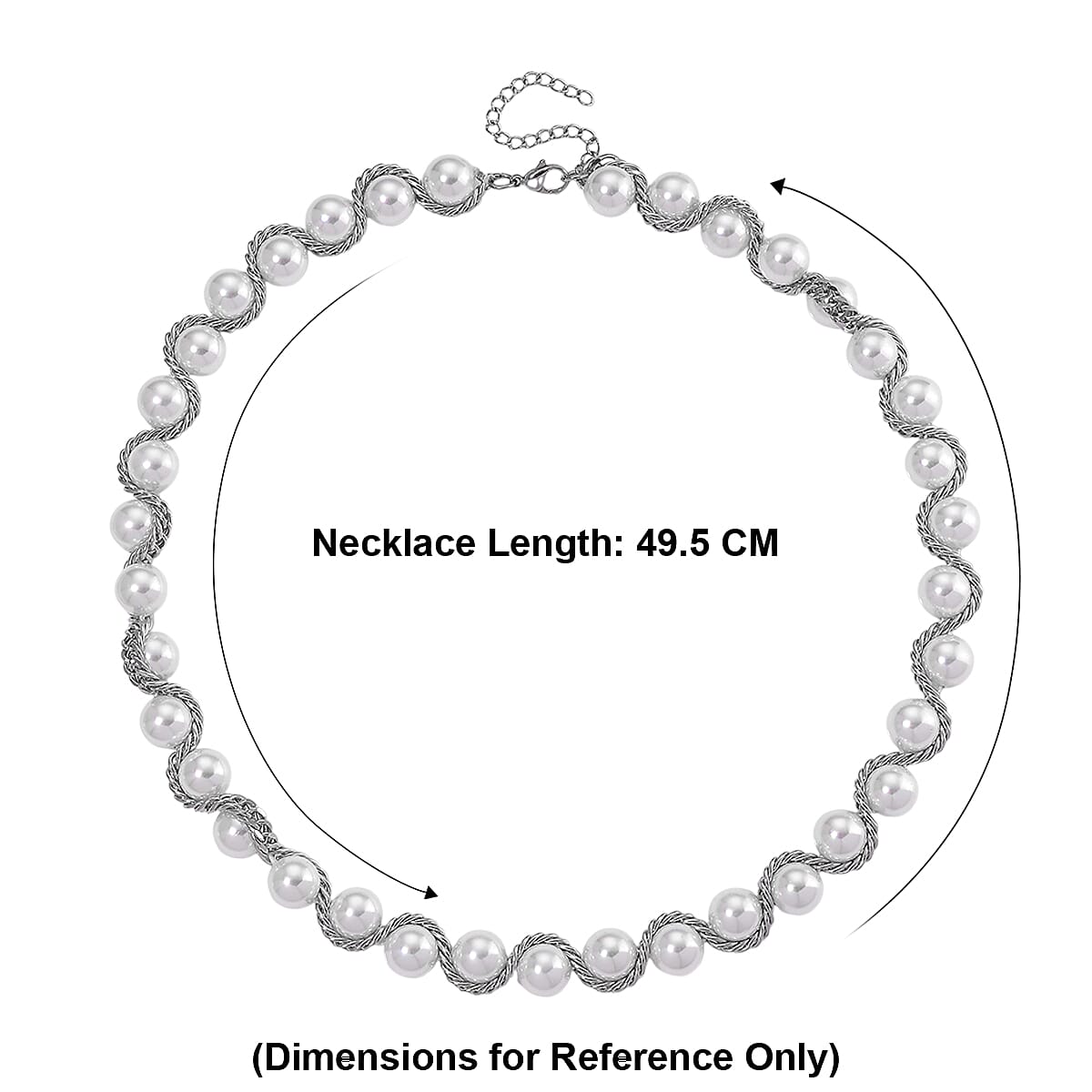 White Shell Pearl Fancy Necklace Pure White Stainless Steel  0.001  Ct.