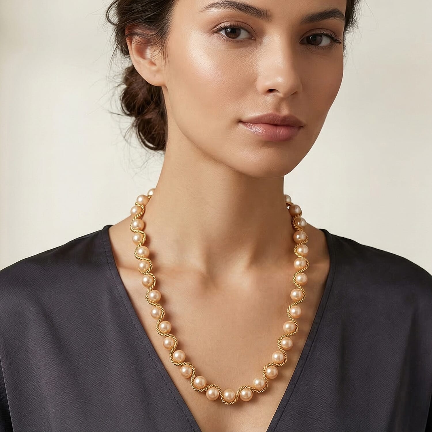 The Exotic Collection - Mother of Pearl Rope Necklace With Lobster Claw Clasp (Size - 19.5-2 EXT) - Golden