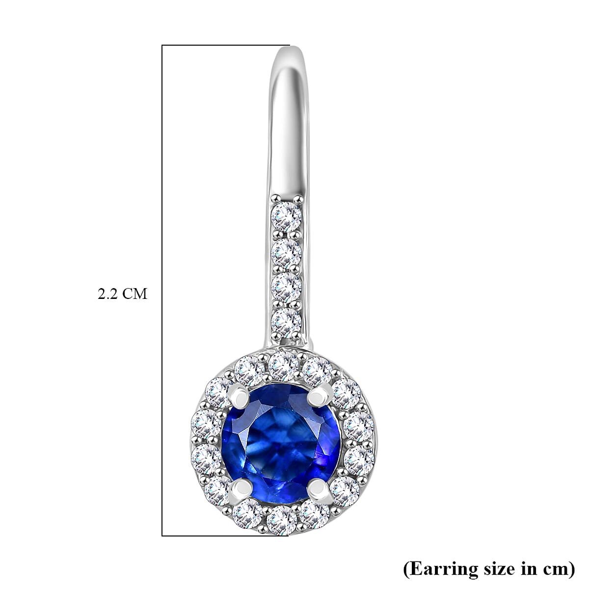 D'Joy Kashmir Kyanite & White Zircon Solitaire Lever Back Earring in Platinum Overlay Sterling Silver 1.79 Ct.