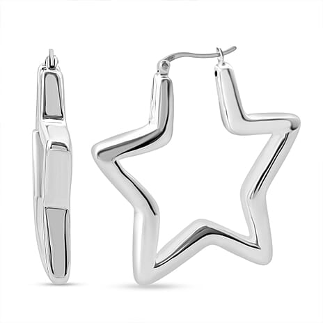 Close Out Deal- Sterling Silver Star Hoop Earring with Clasp