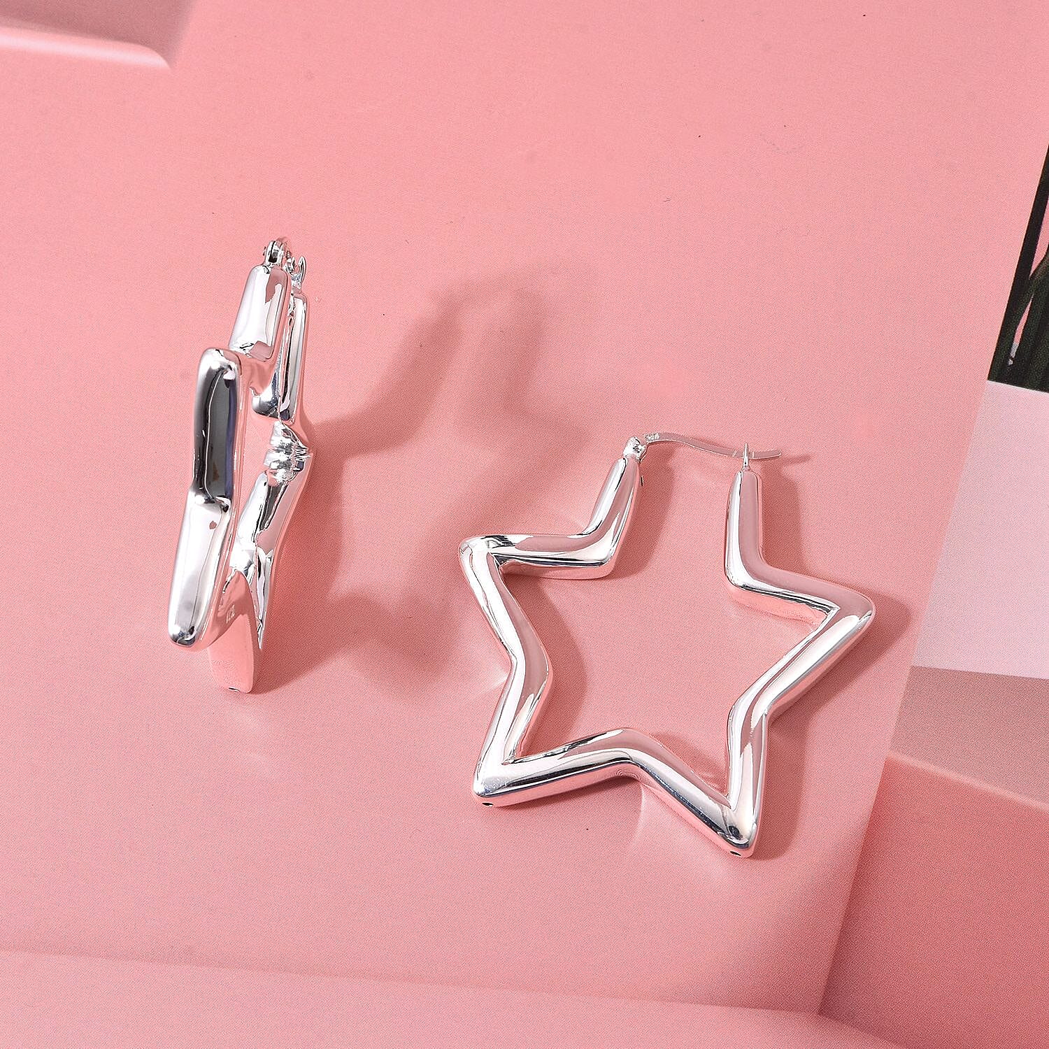 Close Out Deal- Sterling Silver Star Hoop Earring with Clasp