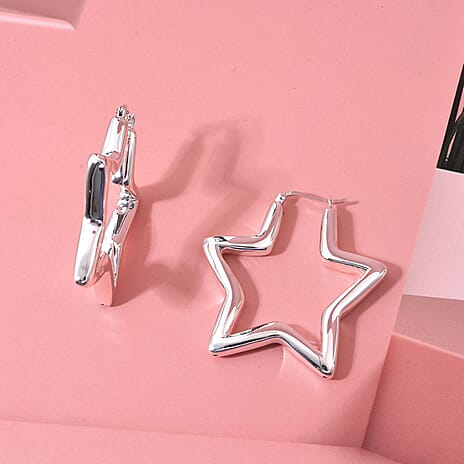 Close Out Deal- Sterling Silver Star Hoop Earring with Clasp