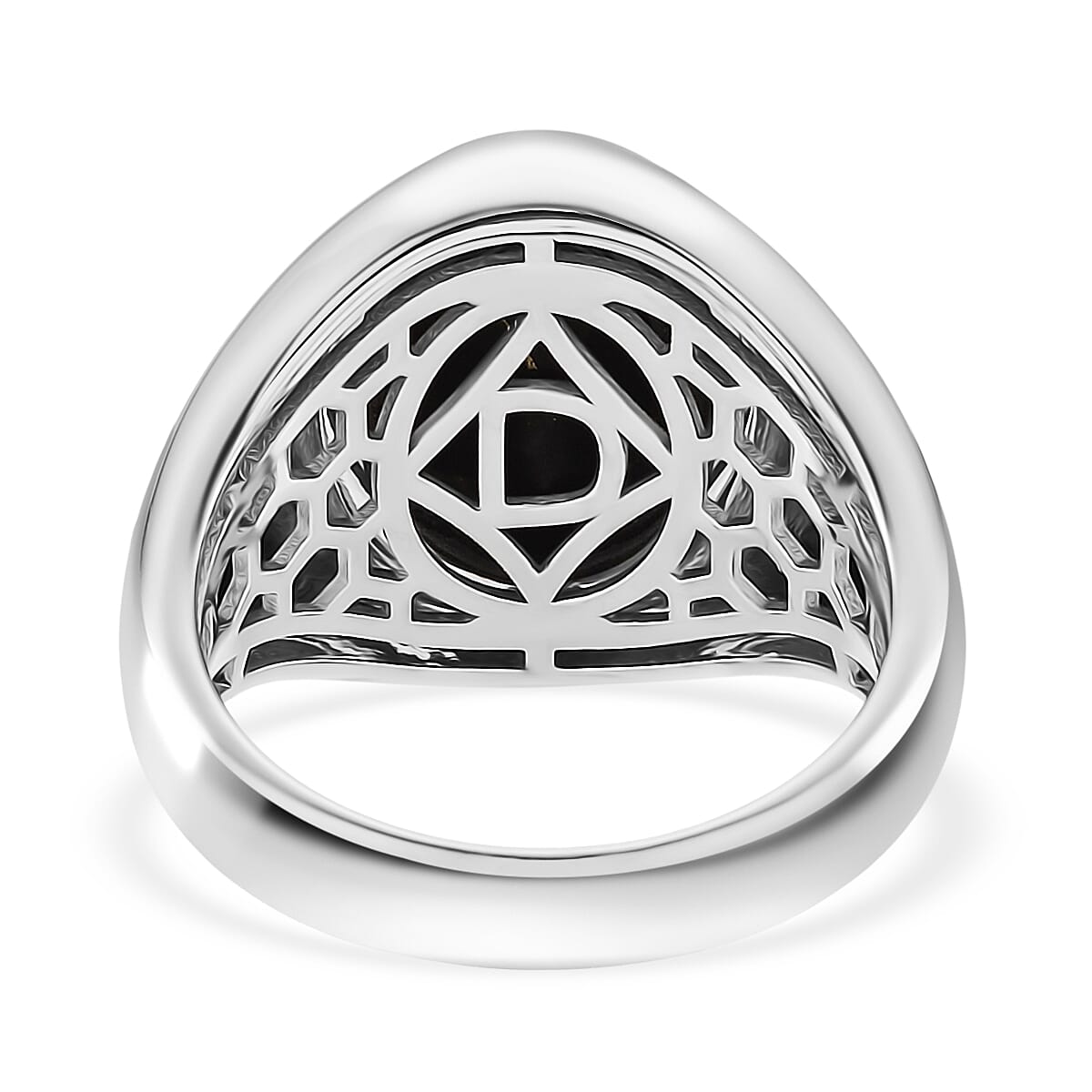 D'Joy Natural Shungite Solitaire Ring in Rhodium Overlay Sterling Silver 4.00 Ct, Silver Wt. 6.50 Gms.