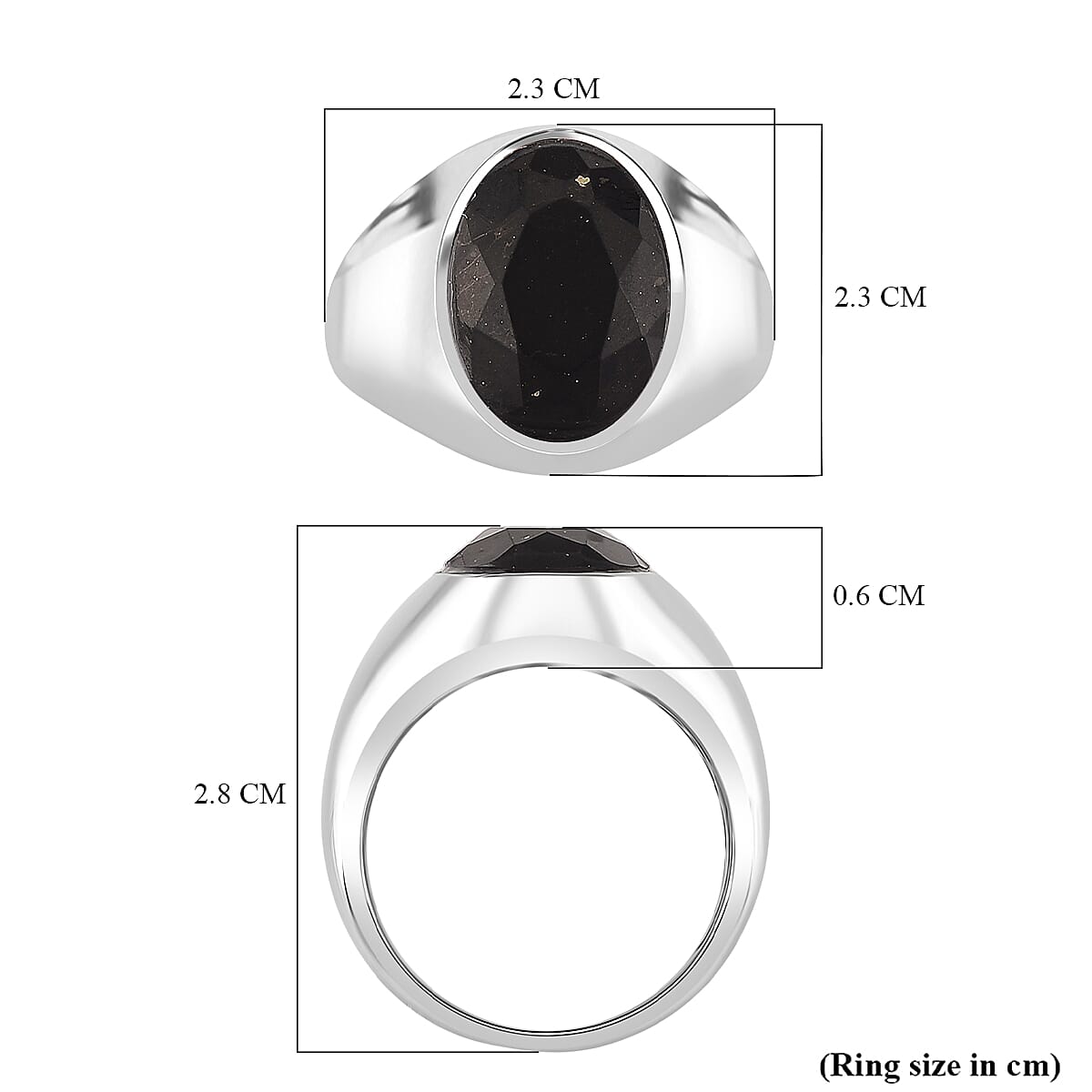 D'Joy Natural Shungite Solitaire Ring in Rhodium Overlay Sterling Silver 4.00 Ct, Silver Wt. 6.50 Gms.
