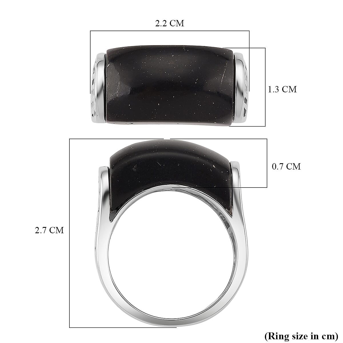 D'Joy Natural Shungite Solitaire Ring in Rhodium Overlay Sterling Silver 12.00 Ct.