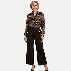 Anonymous Wide Leg Trouser With Gold Button