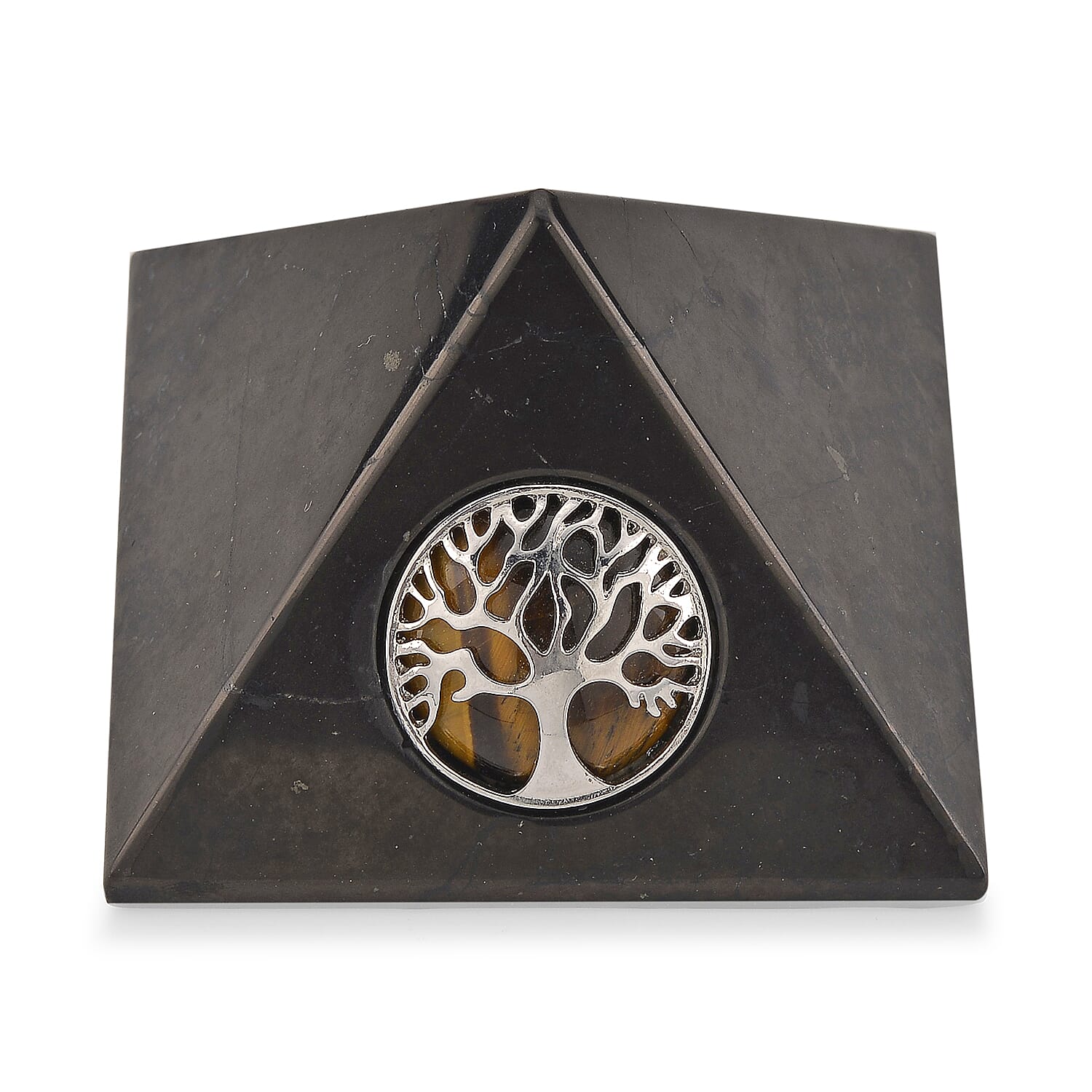Natural Shungite & Tigers Eye Pyramid 1200.00 Ct.