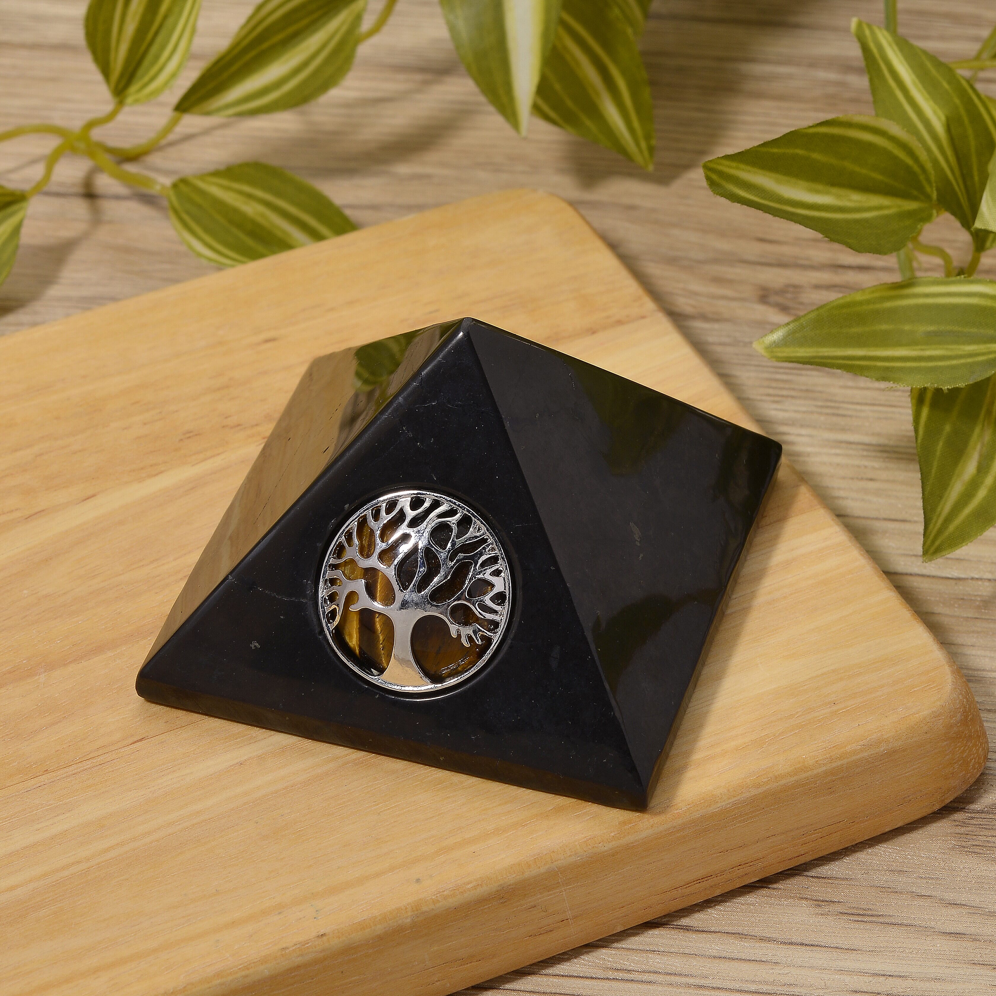 Natural Shungite & Tigers Eye Pyramid 1200.00 Ct.