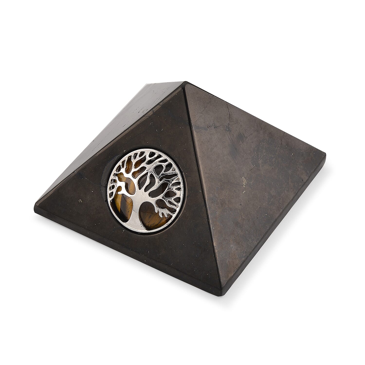 Natural Shungite & Tigers Eye Pyramid 1200.00 Ct.