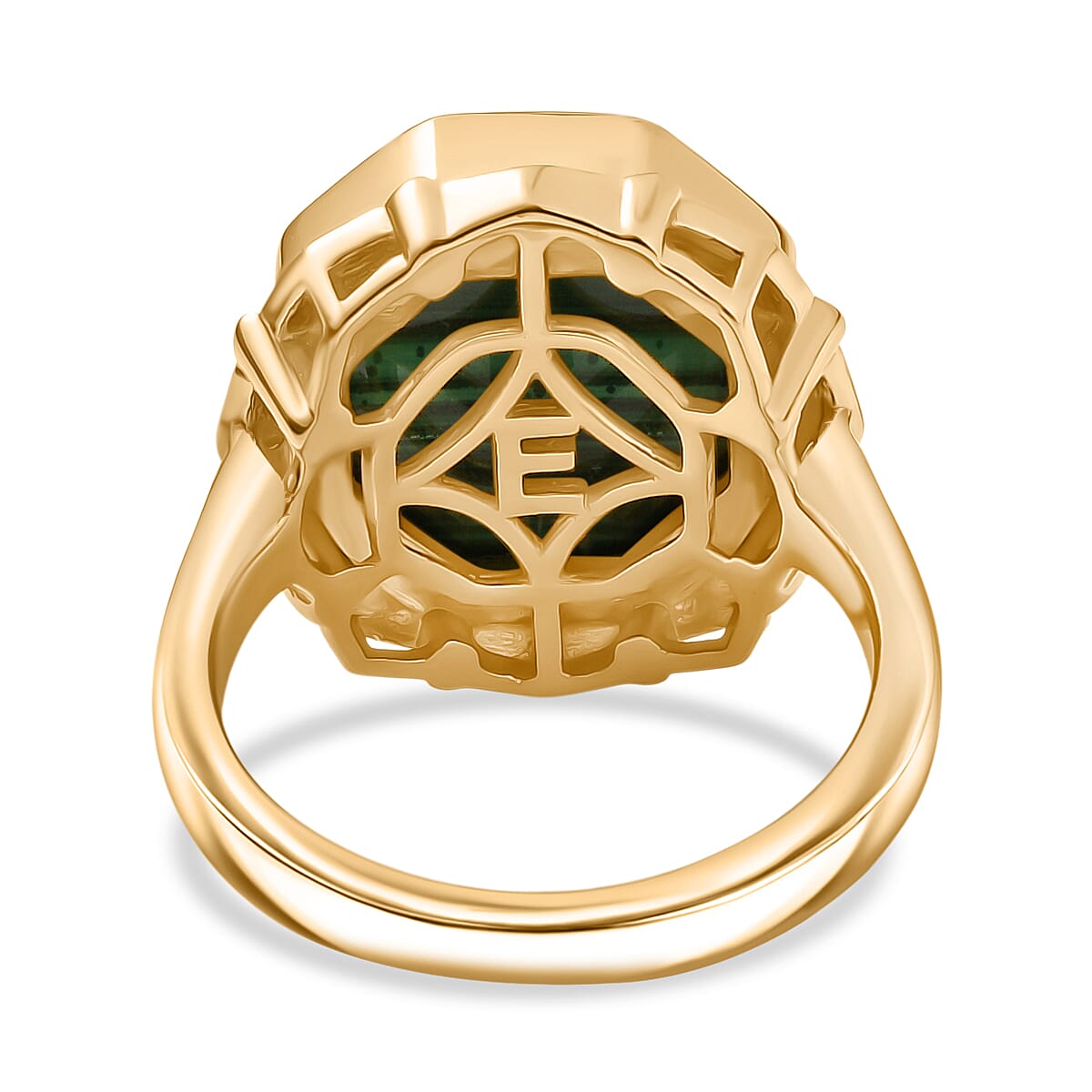 EverTrue Malachite Octillion Solitaire Ring in Yellow Gold Plated 10.54 Ct.