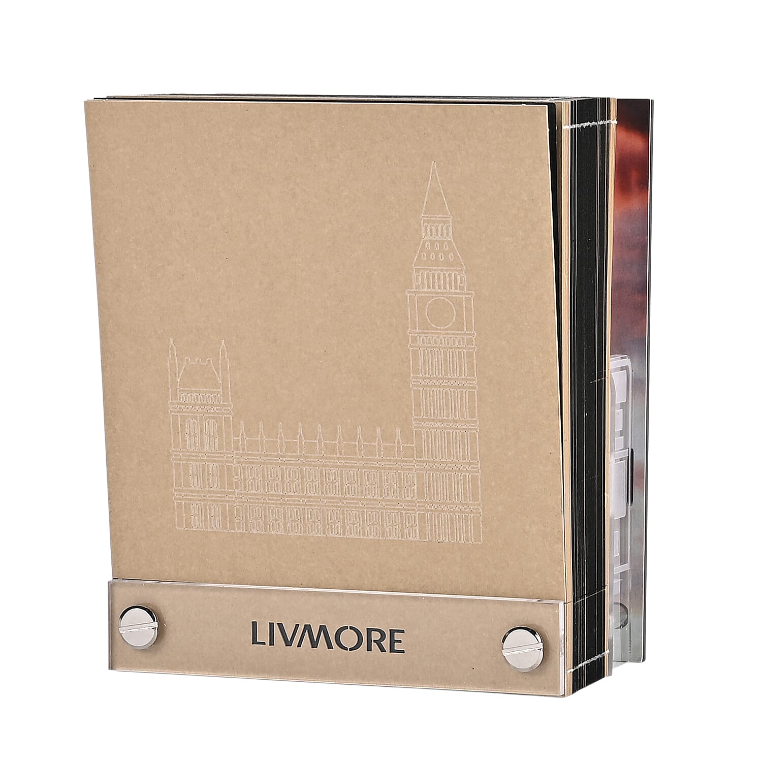 LIVMORE 2026 Big Ben Sculpture Calendar & Acrylic Pen Holder - Brown