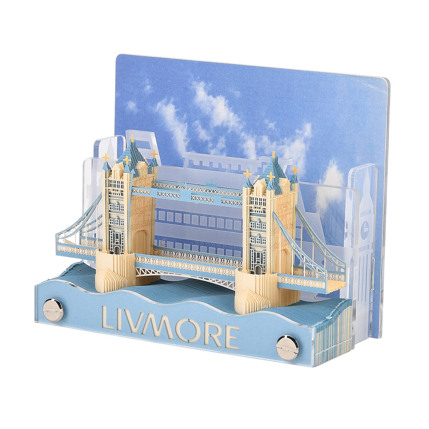 LIVMORE 2026 London Bridge Sculpture Calendar & Acrylic Pen Holder - Grey