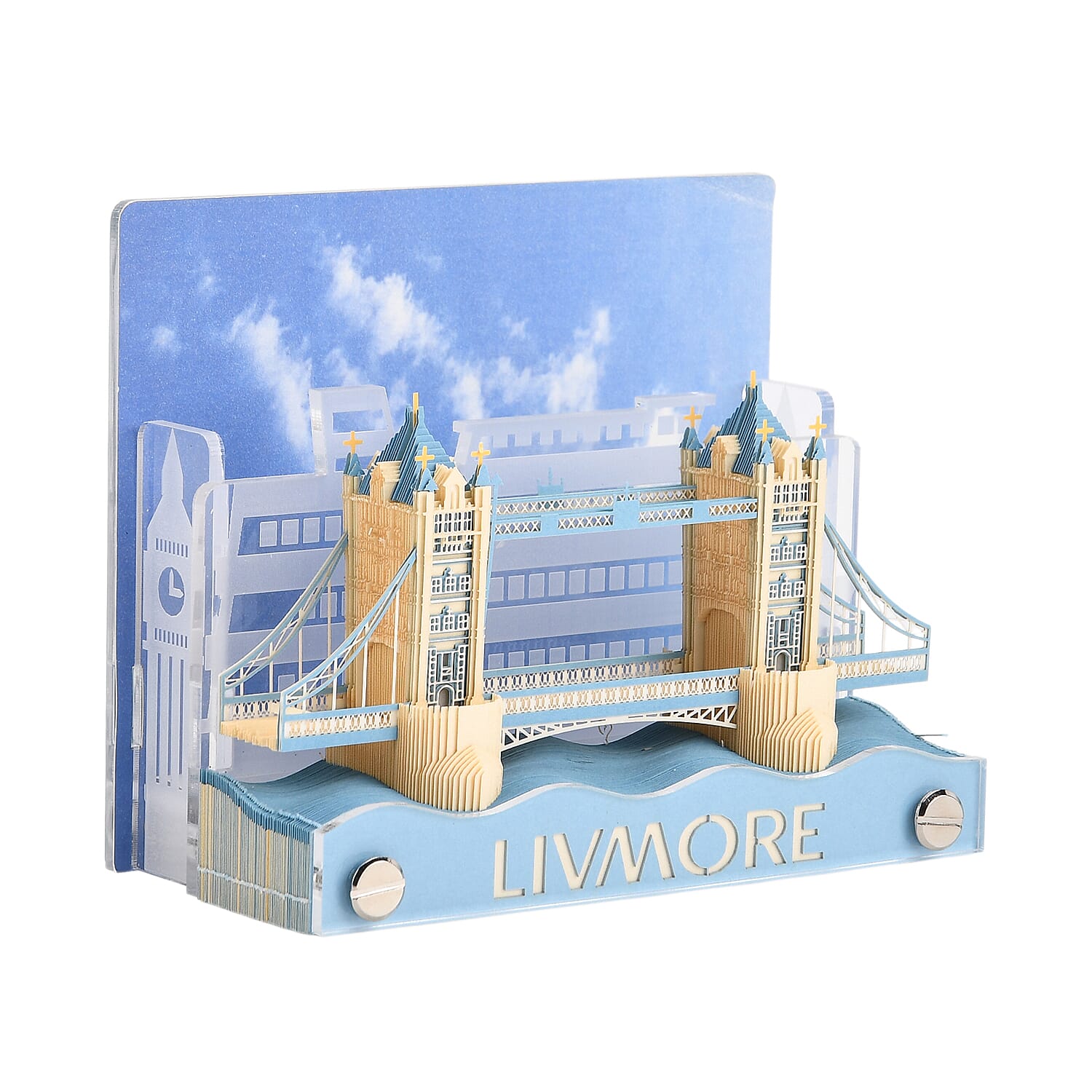 LIVMORE 2026 London Bridge Sculpture Calendar & Acrylic Pen Holder - Grey