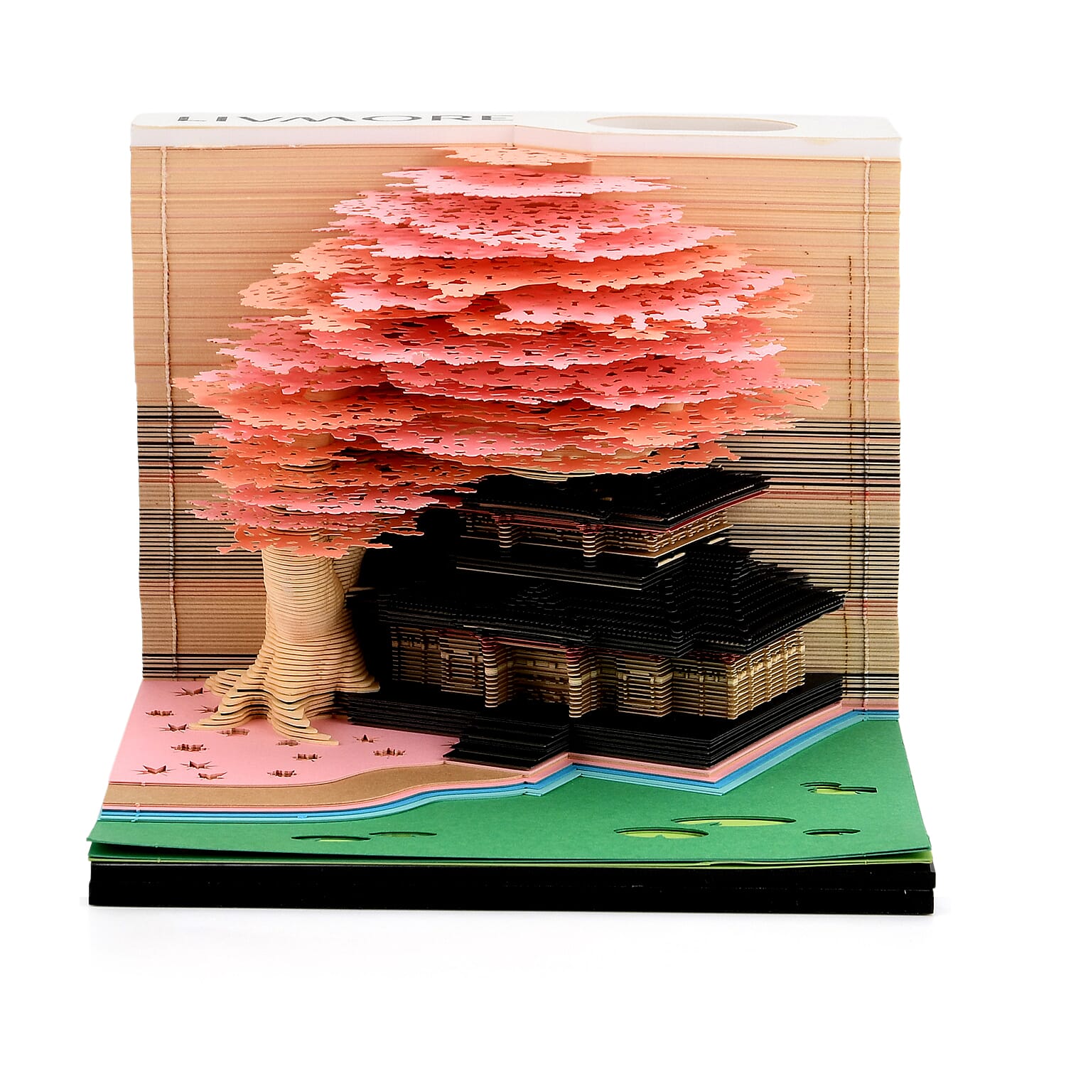 LIVMORE 2026 Tree House Sculpture Calendar & Acrylic Pen Holder - Pink