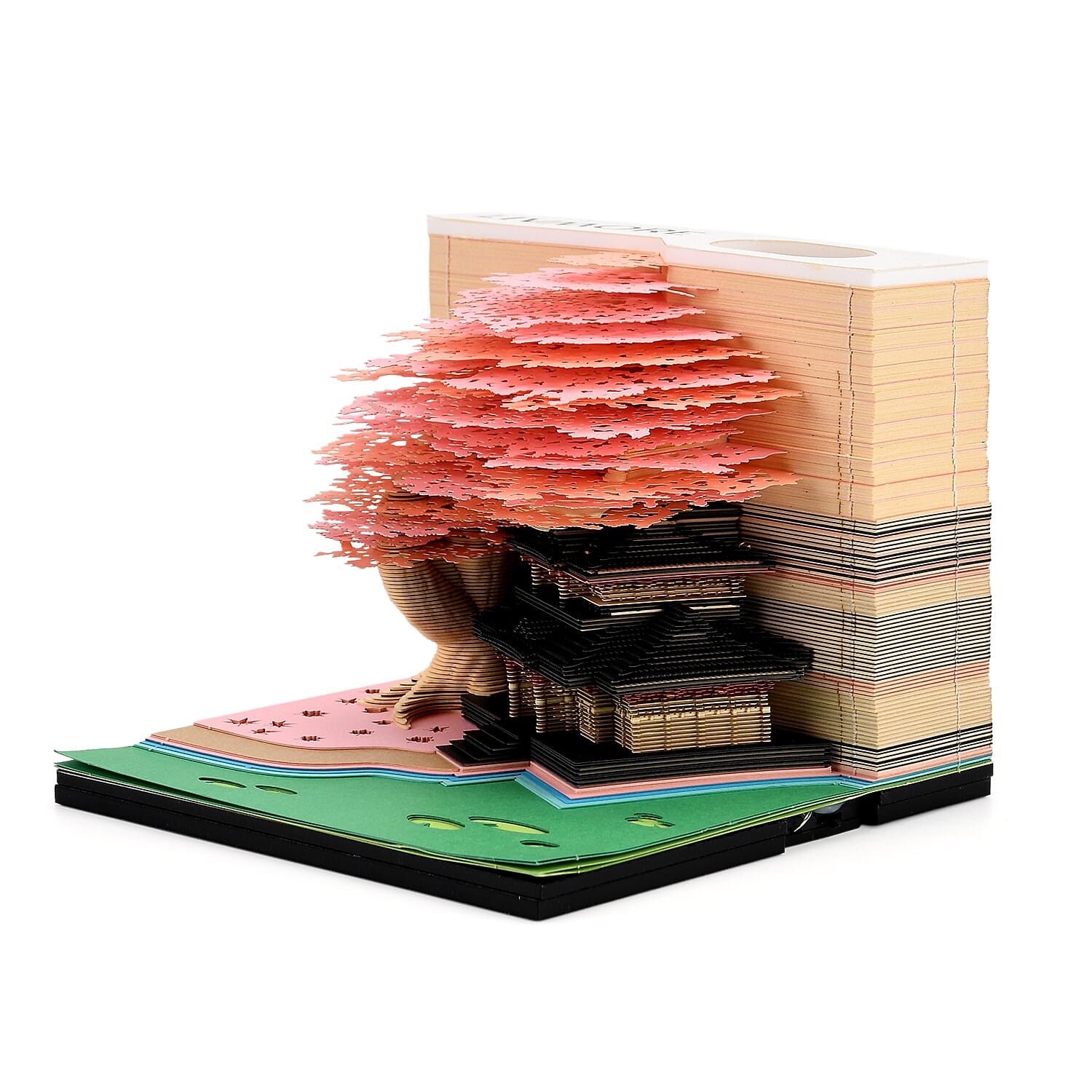 LIVMORE 2026 Tree House Sculpture Calendar & Acrylic Pen Holder - Pink