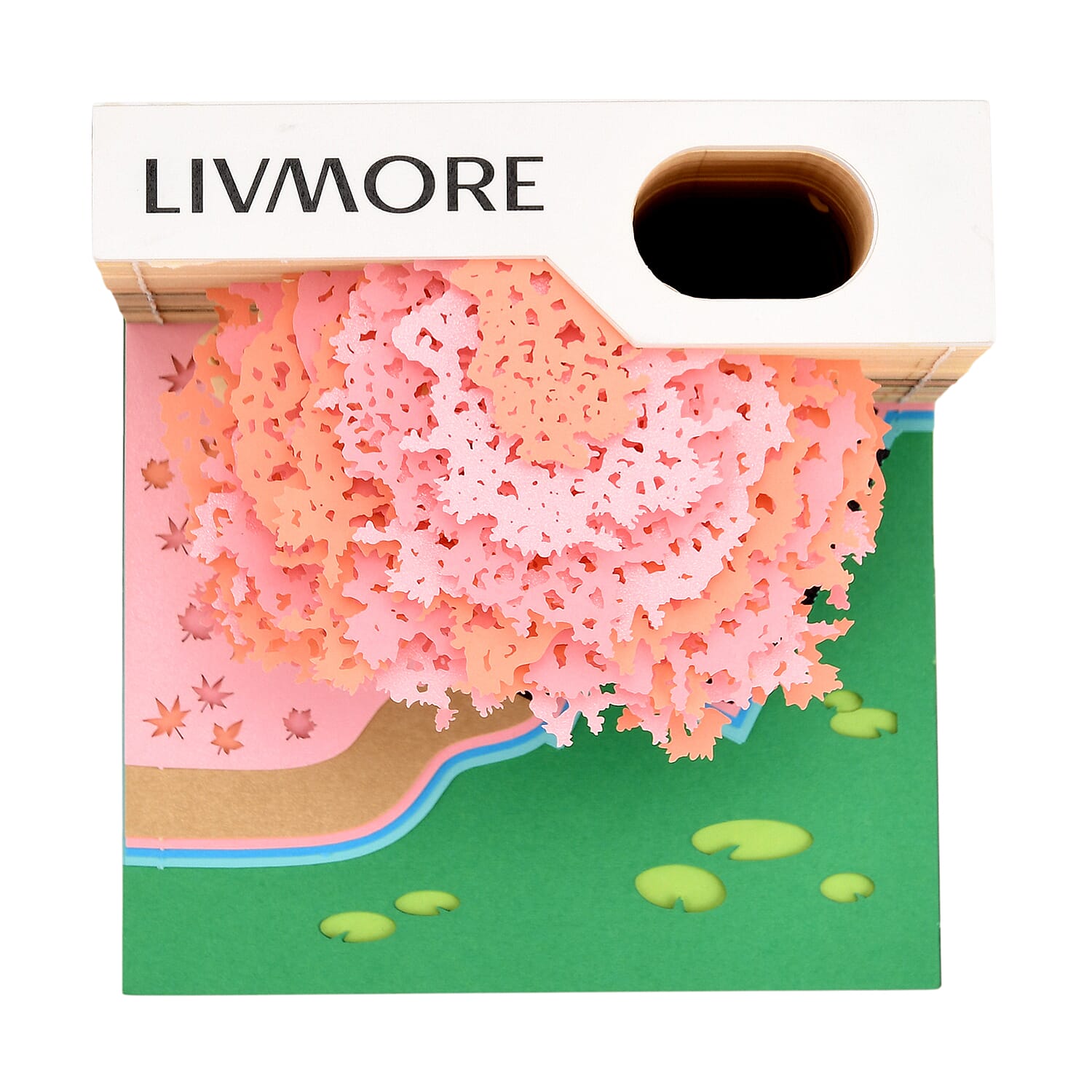 LIVMORE 2026 Tree House Sculpture Calendar & Acrylic Pen Holder - Pink