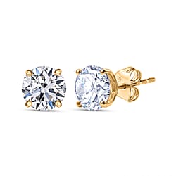 LUXURIANT 3 Ct. Lab Grown Diamond Solitaire Stud Earrings in 14K Yellow Gold SGL Certified (SI-GH)