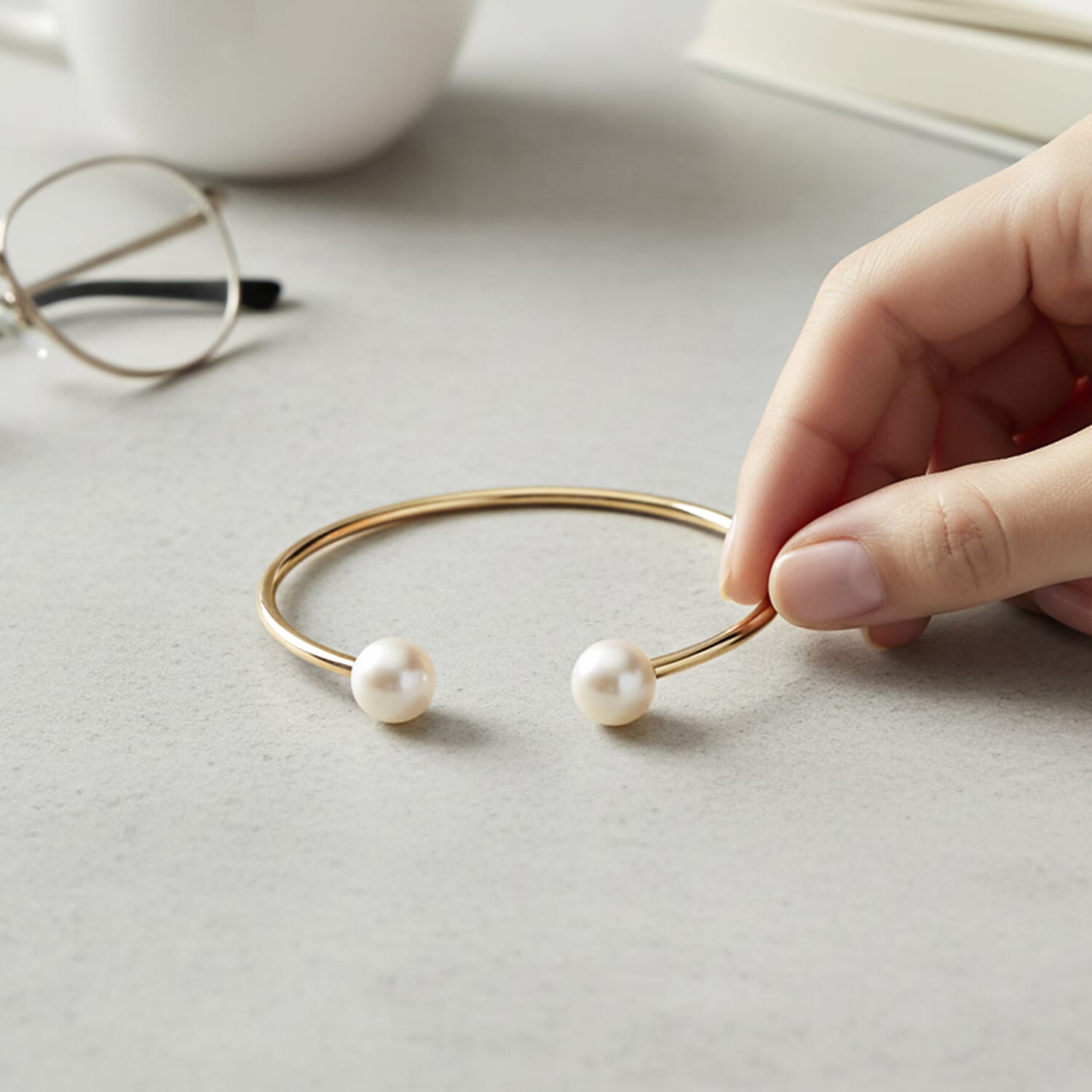 Designer Inspired - D'Joy Edison Pearl Cuff Bangle