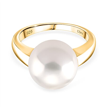 D'joy Edison Pearl Ring in Yellow Gold Plated Sterling Silver 10.50 Ct.