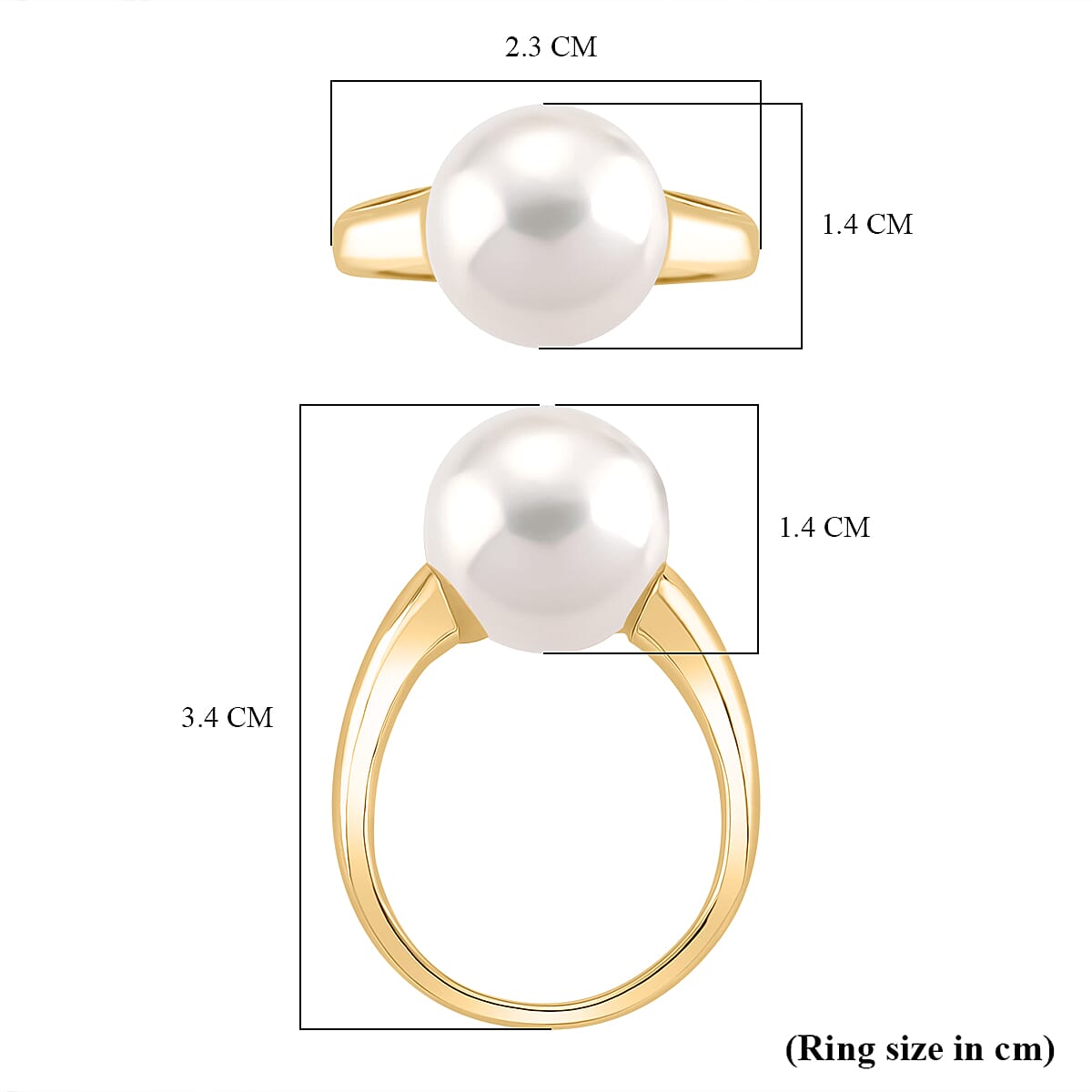 D'joy Edison Pearl Ring in Yellow Gold Plated Sterling Silver 10.50 Ct.