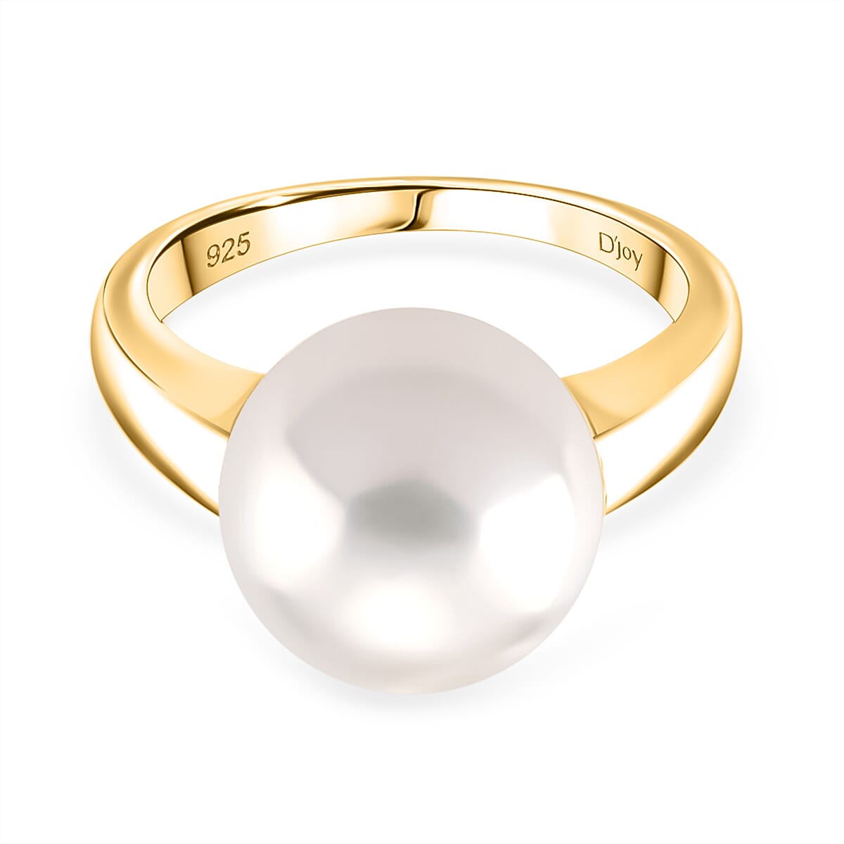 D'joy Edison Pearl (12 mm)  Ring in Yellow Gold Plated Sterling Silver