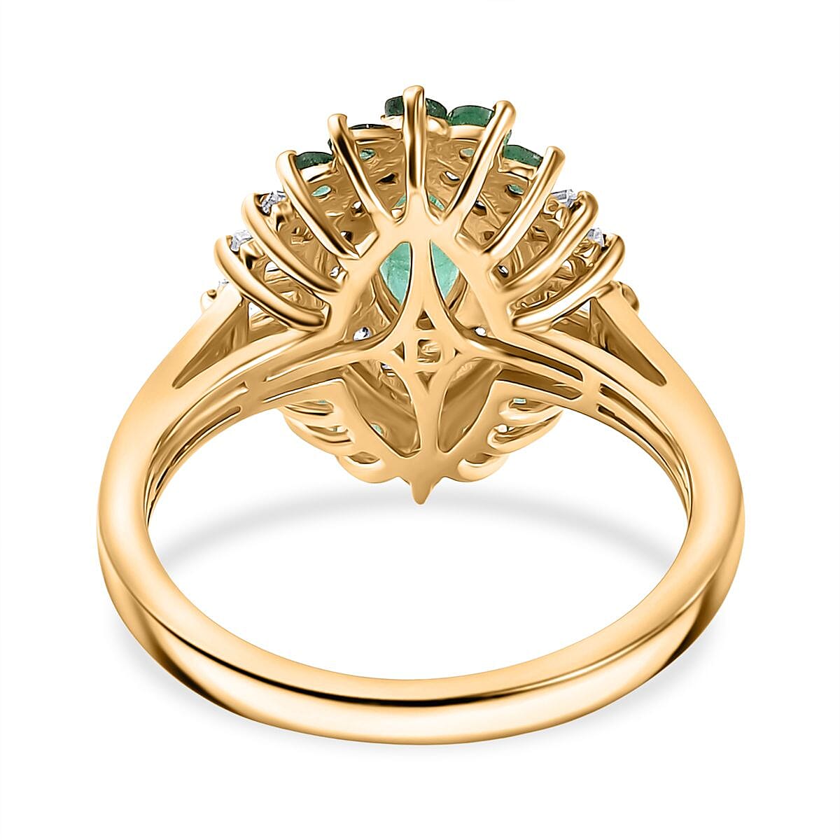 D'Joy Premium Emerald & Moissanite in 18K Vermeil Yellow Gold Plated Sterling Silver 1.40 Ct.