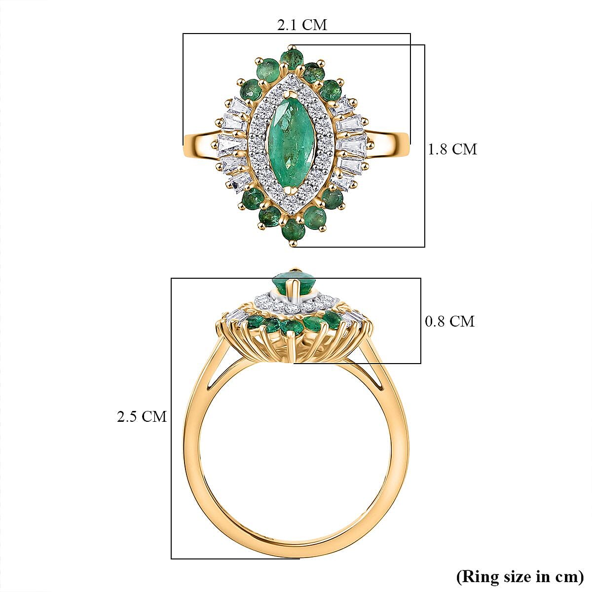 D'Joy Premium Emerald & Moissanite in 18K Vermeil Yellow Gold Plated Sterling Silver 1.40 Ct.