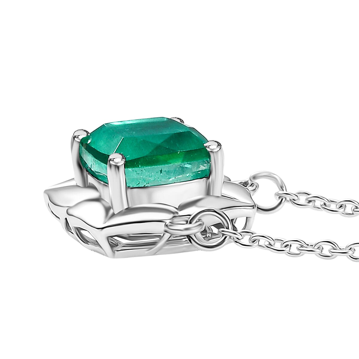 D'Joy Emeraldine Triplet Quartz Necklace (Size - 20) in Platinum Overlay Sterling Silver 2.79 Ct.