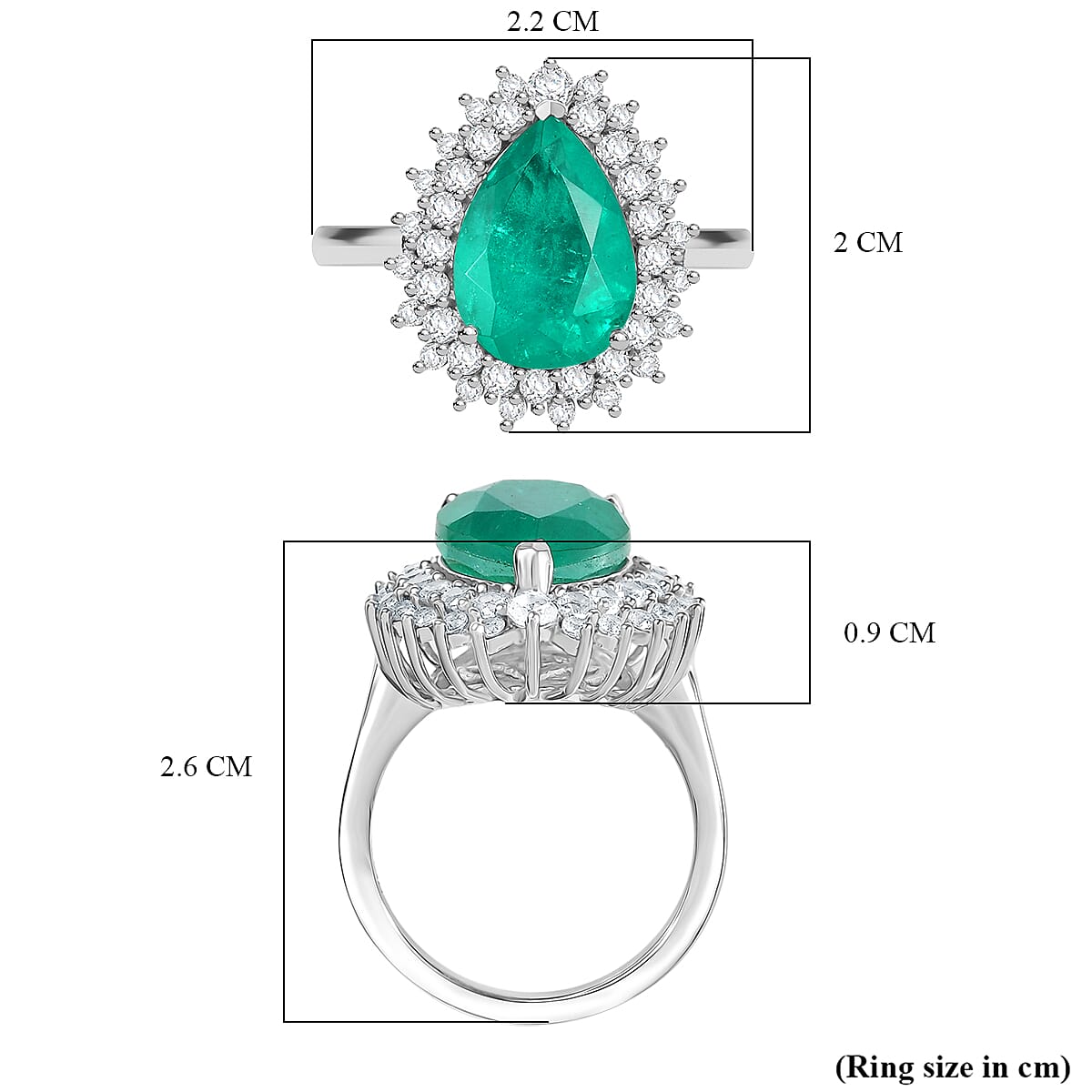 D'Joy Emeraldine Triplet Quartz & White Zircon Ring in Platinum Overlay Sterling Silver 7.61 Ct.